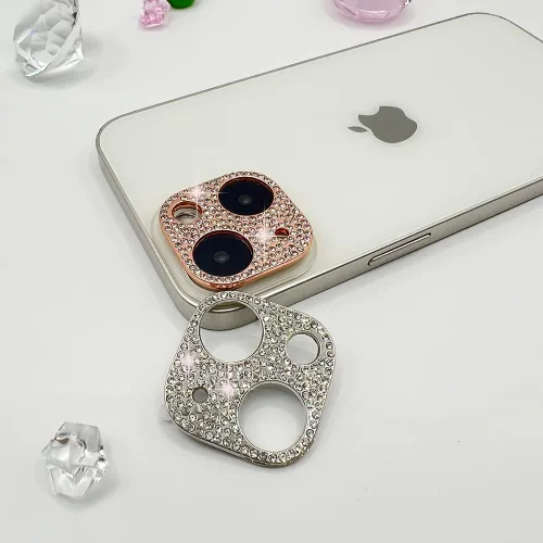 Miniatura 7 de Paquete de 2 protectores de lente de cámara con purpurina compatibles con iPhone 11 de metal con diamantes brillantes para lente de cámara (negro)