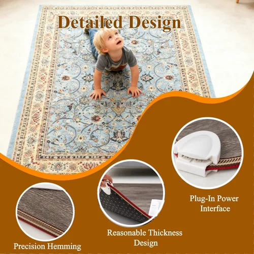 Miniatura 5 de Large Graphene Electric Heated Floor Mat, Electric Heated Area Rug with 60 Gear Adjustment Temperature, Plug in Heating Mat, for Home Office Study