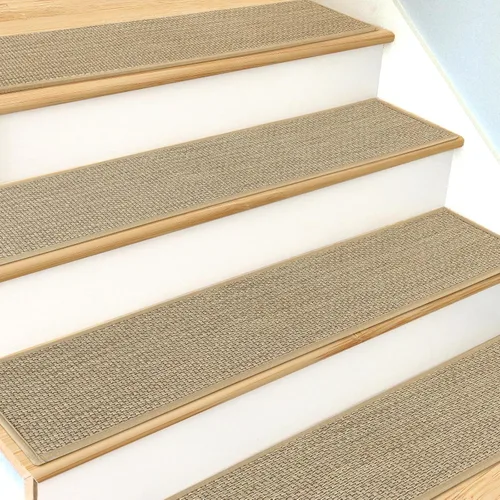 Miniatura 7 de SMILOOL Peldaños Antideslizantes para Escalones de Madera Interior Paquete de 4, 8" X 30", Alfombra para Escaleras de Madera, Alfombras