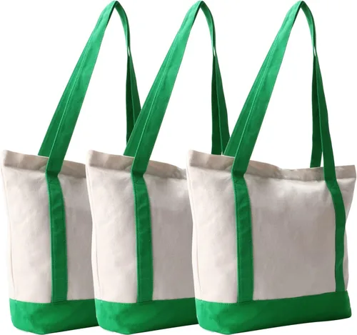 Miniatura 7 de Bolsa de lona con cremallera, 16.5 x 14 x 5 pulgadas, bolsa de lona en blanco lisa resistente, 3 bolsas reutilizables con cremallera, bolsas de tela