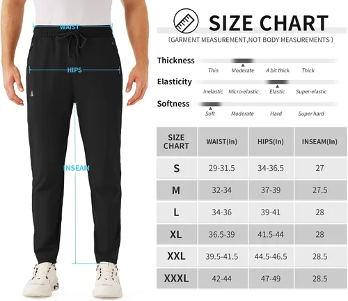 Miniatura 6 de URBEST Pantalones de golf elásticos para hombre con bolsillos con cremallera, pantalones deportivos ajustados para hombre, entrenamiento, viajes