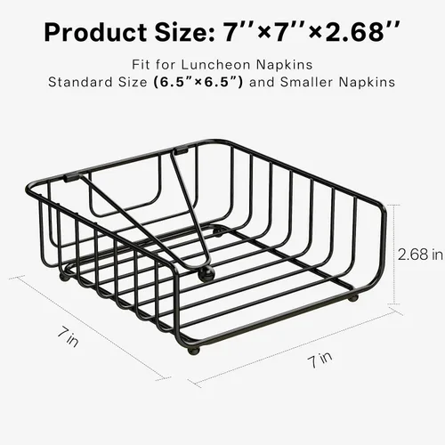 Miniatura 3 de Paquete de 2 servilleteros para mesa con brazo pesado, servilleteros planos de metal para servilletas de papel, dispensador de servilletas al aire