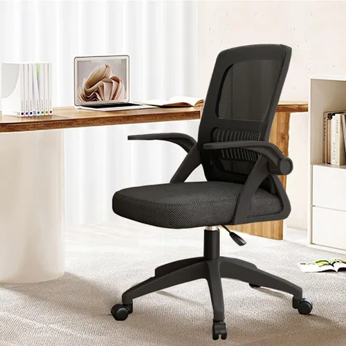 Miniatura 7 de Silla de Oficina para el Hogar Ergonómica con Malla Transpirable Silla de Alto Respaldo con Altura Ajustable Giratoria con Brazos Abatibles y Negro