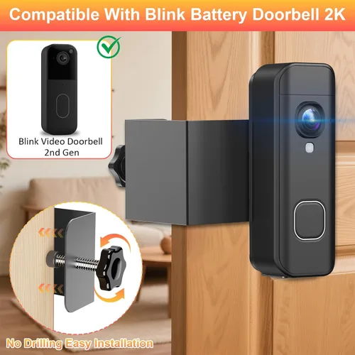 Miniatura 2 de Soporte antirrobo para timbre compatible con el timbre de batería Blink 2026 2K+, soporte de cámara para timbre de puerta sin taladro, soporte