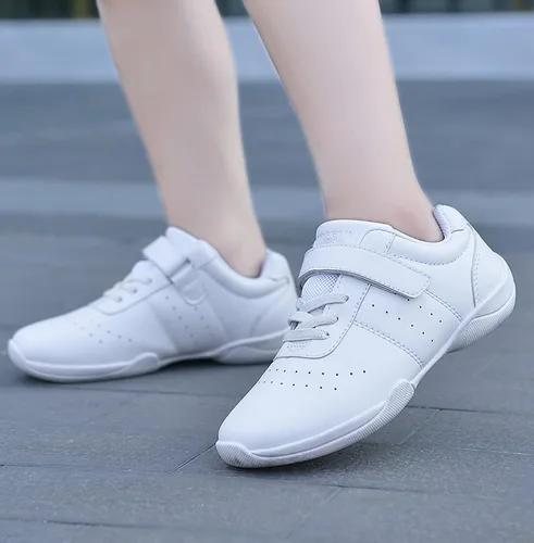 Miniatura 6 de VINIGIAGIA Zapatos de animación blancos para niños y niñas, para competición de porristas, atletismo, caminar, tenis, deportes, gancho y bucle