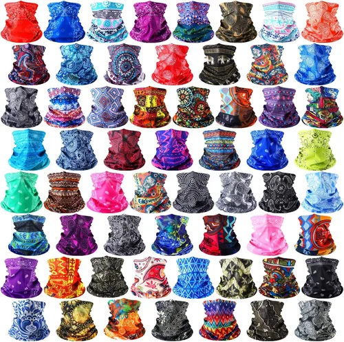Miniatura 9 de 60 piezas de polaina de cuello a granel para hombres y mujeres, pasamontañas, cubrebocas, sin costuras, bandana, protección UV, bufanda