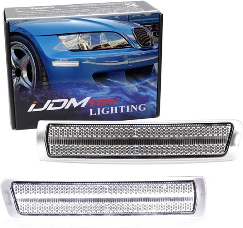 Miniatura 11 de iJDMTOY Luces de marcador laterales con tira LED ámbar para parachoques delantero semidansparente compatible con BMW Z3 Roadster convertible