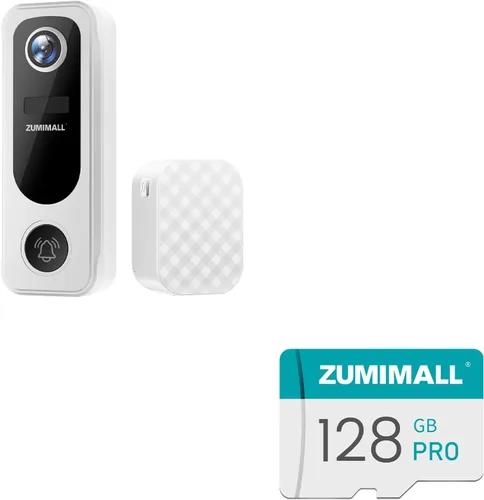 ZUMIMALL Timbre de puerta inalámbrico, timbre de video inalámbrico con timbre y SD, audio de 2 vías, cambiador de voz, mensaje de voz de 30