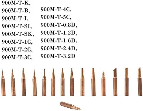Miniatura 3 de Juego de puntas de soldadura reemplazables de cobre puro de la serie 900M-T, 15 piezas, herramienta de estación de soldadura de baja temperatura