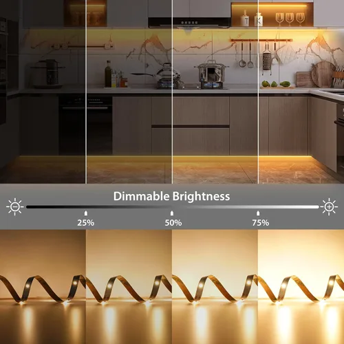 Miniatura 6 de Paquete de 3 Tiras de Luces LED de 6.6 Pies Alimentadas por Batería, Tira de Luz LED Blanca Cálida y Blanca Fría Alimentada por Batería, Luz