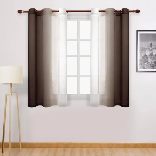 Miniatura 24 de DWCN Cortinas Transparentes de Lino Sintético Negro Degradado Ombré - Cortinas Semi Transparentes de Gasa con Ojales en la Parte Superior