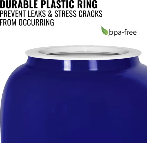 Miniatura 3 de Dispensador de agua de cerámica de porcelana Geo Sports, soporte de madera de 8 pulgadas, grifo de acero inoxidable, válvula incluida. Se adapta a