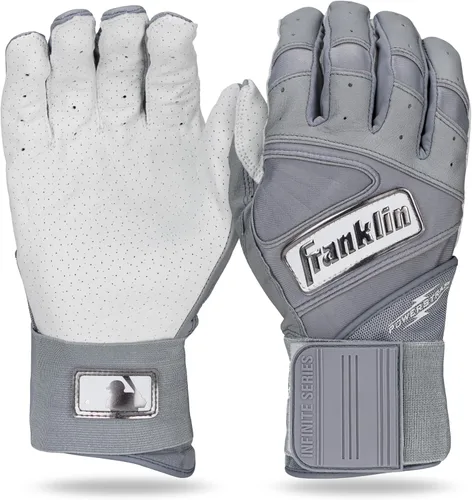 Miniatura 9 de Franklin Sports MLB - Guantes de bateo Infinite Powerstrap para béisbol + sóftbol de puño largo, para adultos y jóvenes Blanco/Dorado