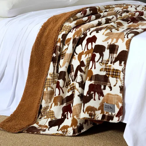 Miniatura 4 de Eddie Bauer - Oversized Throw Blanket 50x70, Reversible Plush Blanket for Couch or Bed, Animal Print Room Decor (Animal Plaid Brown)