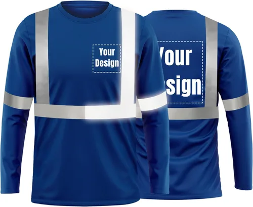 Miniatura 15 de La alta visibilidad reflexiva de las camisetas de la seguridad del logotipo de encargo Hola Vis de Verde neón