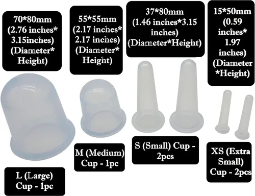 Miniatura 2 de COOL & FRESH Vasos de silicona al vacío anticelulitis para masajes – Juego de 6 piezas para masajes corporales, normales corporales, faciales