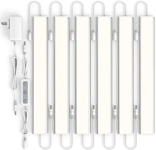 Miniatura 21 de ASOKO Iluminación LED regulable para debajo del armario para cocina, 6 barras de luz LED de 12 pulgadas, luz LED de armario blanca cálida 3000 K, 12