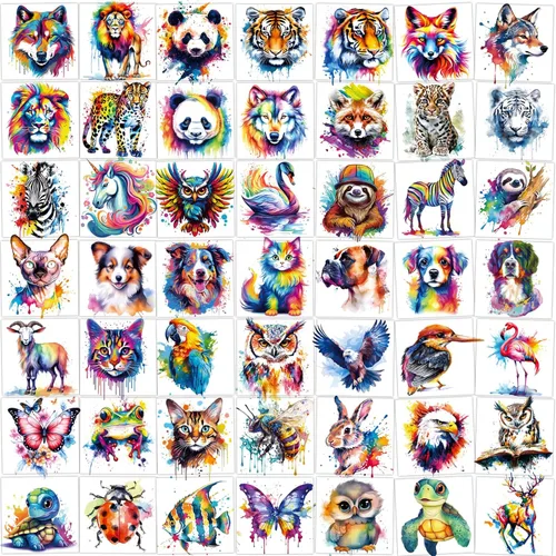 Hotoyannia 160 piezas de 30 hojas de tatuajes temporales de animales de acuarela para niños – Individualmente lindos animales tatuajes temporales