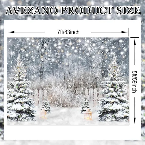 Miniatura 4 de Avezano Telón de Fondo de Fotografía de Invierno Purpurina Bosque Nevado Pino Árbol Fondo Nieve Navidad Xmas Fiesta de Vacaciones Decoración