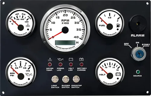 Miniatura 8 de MOTOR METER RACING Juego de 5 calibradores de la serie Pro W Panel de instrumentos tacómetro de 85 mm 3-3/8" 52 mm 2-1/16" Voltaje 12V Nivel
