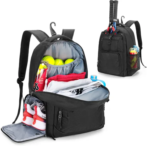 Bolsa de tenis DSLEAF para hombres/mujeres para guardar 2 raquetas, mochila de tenis con espacio separado para zapatos para el deporte de tenis