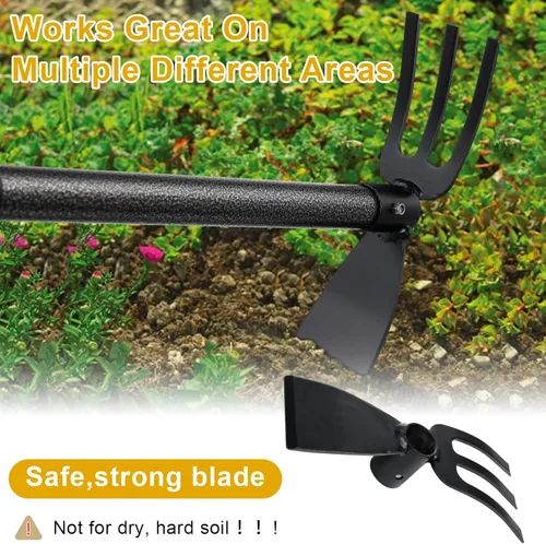 Miniatura 4 de Azada y Cultivador - Mango Largo de 45" - Azada de Jardín de Servicio Pesado, Azada de Pie, Herramientas de Jardín Duraderas, Azada de Cultivador