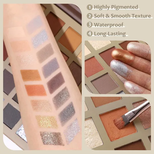 Miniatura 3 de UCANBE Paleta de maquillaje de sombra de ojos nude, 40 colores mate brillante con purpurina sombra de ojos, paleta de maquillaje ahumado negro