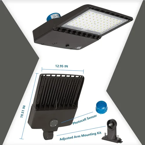 Miniatura 4 de Luz LED de estacionamiento de 200 W con fotocélula y soporte de brazo ajustado 28000 lúmenes 5000 K, atenuación de 0-10 V para exteriores