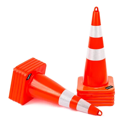 Miniatura 10 de Conos de seguridad de tráfico 6 piezas con collares reflectantes y conectores de cadena de PVC irrompible naranja construcción para el tráfico