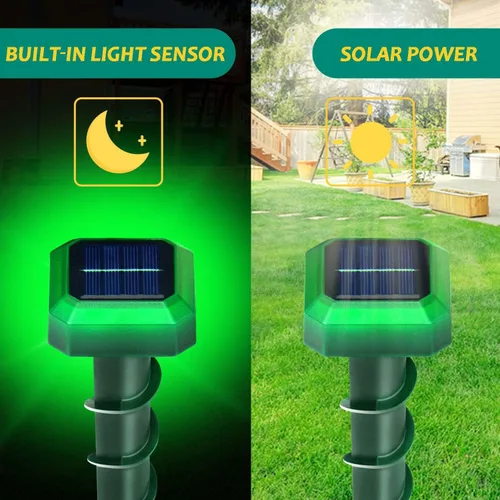 Miniatura 2 de Paquete de 2 repelentes de ratones de energía solar 2024 con estacas en forma de tornillo para exteriores, repelente ultrasónico de topos