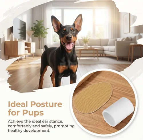 Miniatura 2 de SUPVOX 1 par de herramientas de soporte para orejas de perro: kit de publicación de orejas con cinta y calcomanías para Doberman Corgi y más - Ayuda
