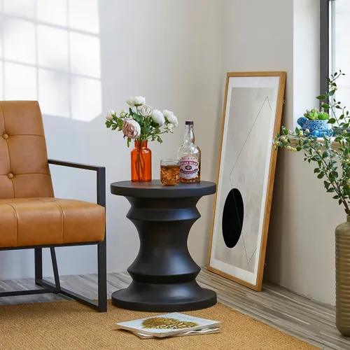 Miniatura 6 de Giltzhome Taburete decorativo antiguo de jardín, 18.25 pulgadas de alto, mesa de acento de ajedrez resistente, mesa auxiliar, soporte para maceta