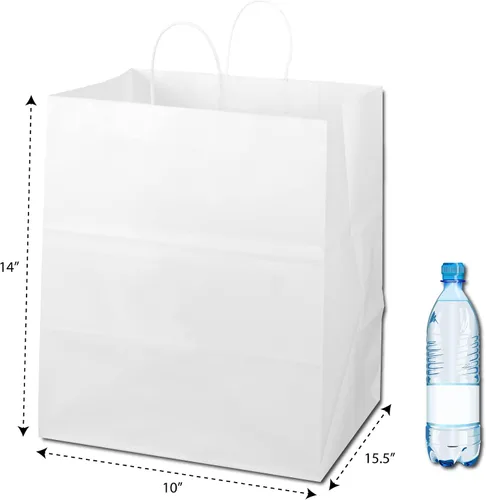 Miniatura 2 de Flexicore Packaging Bolsas de papel impresas personalizadas de Kraft blanco (14"x10"x15.5", 50)