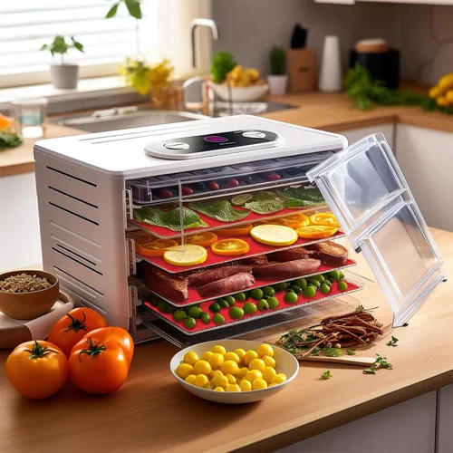 Miniatura 7 de 6 hojas de deshidratador de silicona, bandejas antiadherentes de cuero de frutas para deshidratador con raspador de silicona compatible con Cosori