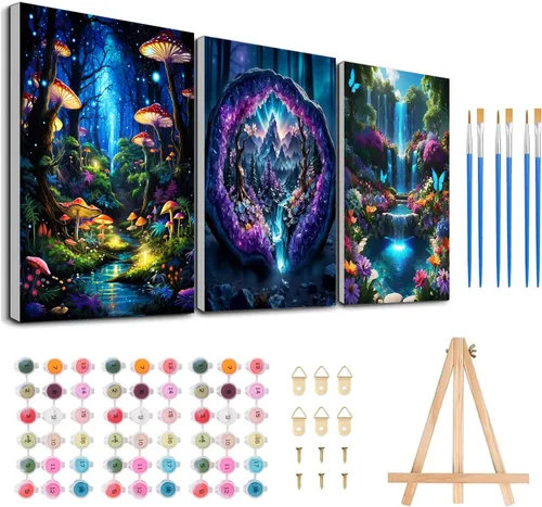 Miniatura 39 de Meothan Kits de pintura por números para adultos enmarcados, pintura de otoño por números para adultos principiantes, kits de pintura de calabaza