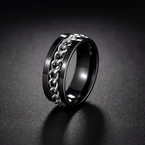 Miniatura 154 de Anillos giratorios para la ansiedad para hombre, anillos clásicos de cadena para mujeres y adultos, anillo de acero de titanio