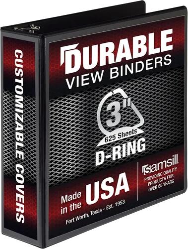 Miniatura 372 de Samsill - Carpeta duradera de 5 pulgadas, fabricada en los Estados Unidos, con anillos en D, transparente y personalizable, color blanco