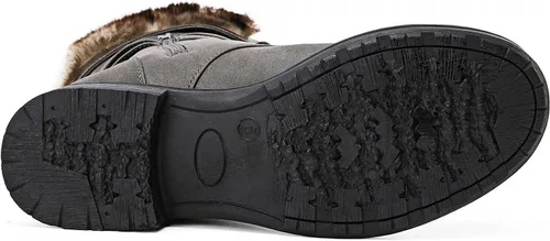 Miniatura 7 de GLOBALWIN Botas altas de media pantorrilla hasta la rodilla para mujer, botas de combate elegantes con cordones para mujer, tacón bajo