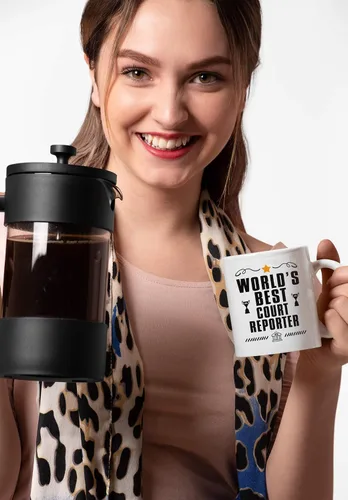 Miniatura 3 de Casitika Regalos para reportero de la corte. Taza de café de informes judiciales de 11 onzas. El mejor reportero del mundo. Idea de regalo