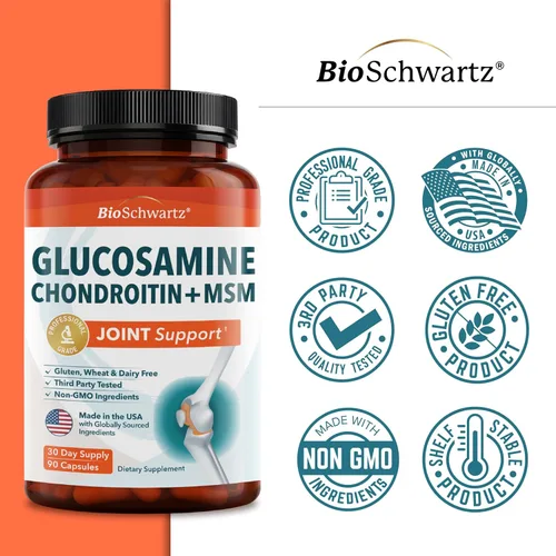 Miniatura 6 de Suplemento de apoyo articular de glucosamina y condroitina MSM - Péptidos de colágeno, cúrcuma y jengibre, ácido hialurónico, sulfato de glucosamina
