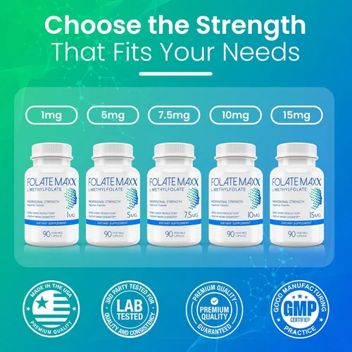 Miniatura 6 de L Metilfolato 7.5mg - Suplemento de metilfolato para mujeres y hombres - Vitamina metilada de alta potencia B9 5-MTHF para energía, estado de ánimo