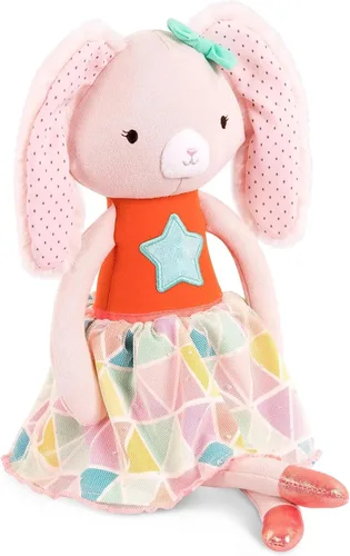 B. toys – Conejo de peluche de 15 pulgadas – Animal de peluche suave para bebé, niño pequeño – Atuendo naranja y pastel – Conejo lavable – Deditos