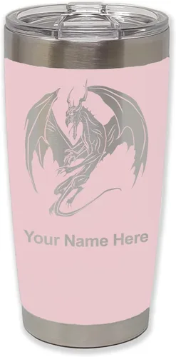 Miniatura 15 de LaserGram Vaso aislado al vacío de 20 onzas, dragón, grabado personalizado incluido (negro)