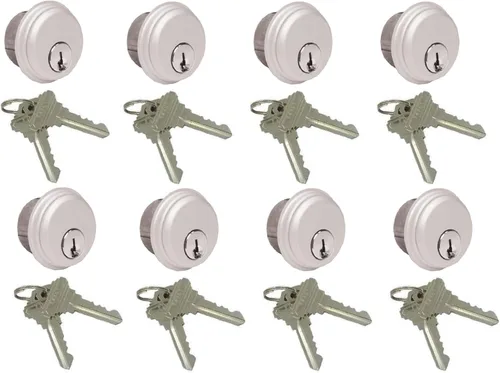 Miniatura 10 de Cerraduras de cilindro, cerradura de puerta comercial, estilo Adams Rite, resistente, 2 llaves (doble cilindro, aluminio plateado, paquete de 4)