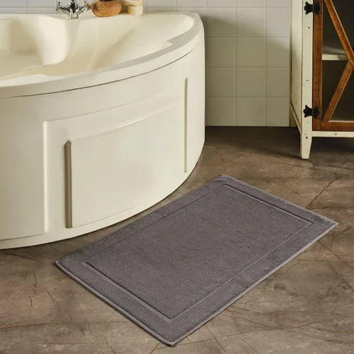 Miniatura 3 de Hawmam Linen Tapetes de baño gris frío, 21 x 34 pulgadas, paquete de 2, 100% algodón hilado en anillo, diseño de bandas, altamente absorbentes