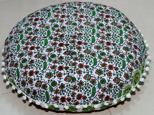 Miniatura 9 de CRAFT KALA Funda de cojín de 22 pulgadas para meditación, diseño de mandala, funda para puf, asiento redondo, diseño de mandala bohemio, de algodón