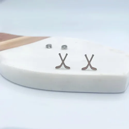 Miniatura 4 de Aretes de fútbol para mujereshombres, fútbol, béisbol, patinaje sobre hielo, hockey, aretes de acero inoxidable, aretes de béisbol, softball, aretes