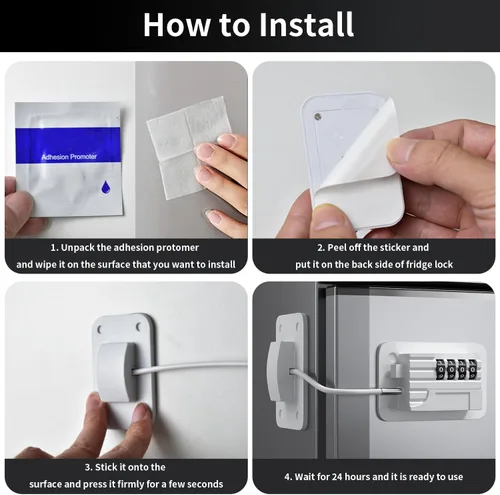 Miniatura 4 de Ougourim Cerradura para refrigerador, cerradura de combinación mejorada para congelador vertical, cerradura de seguridad infantil para gabinetes