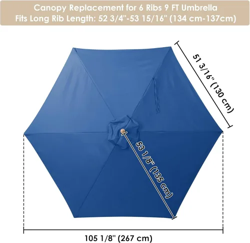 Miniatura 5 de Yescom Cubierta de repuesto para sombrilla de patio, toldo para exteriores, playa, patio trasero, mercado