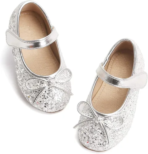 Otter MOMO Zapatos planos de bailarina para niña, con lazo decorativo, ideales para llevar con vestido y combinan bien con flores, para escuela,